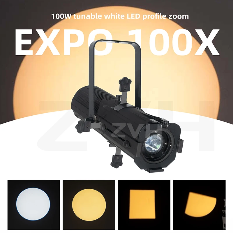 

100W Bi-color LED Profile Spotlight Zoom Adjust Graphics Cut Projector for Museum Video Studio Art Gallery Show Theater Stage