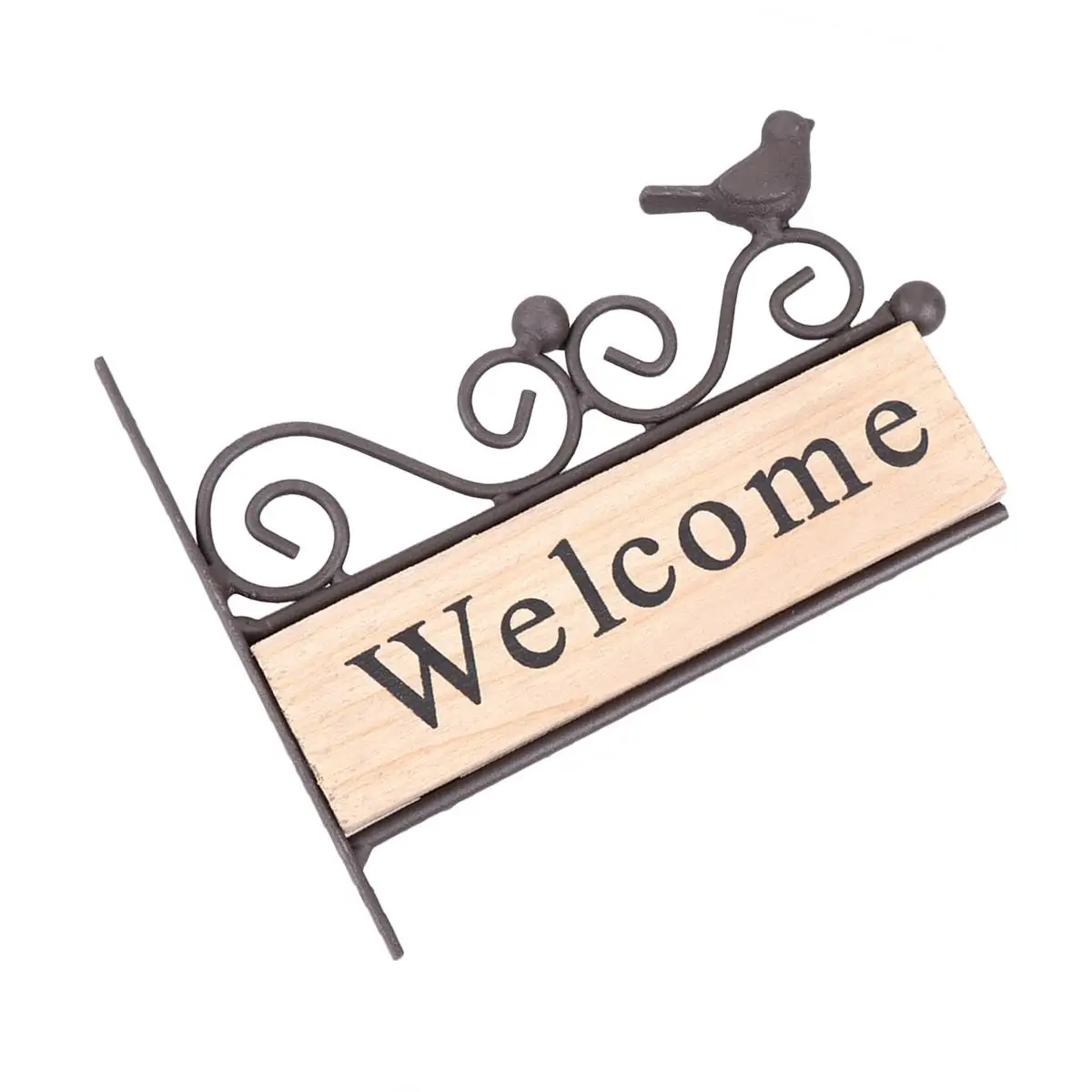 

Welcome Card Door Sign Doorplate Iron Wooden Hanging Pendant Mini Board Bamboo