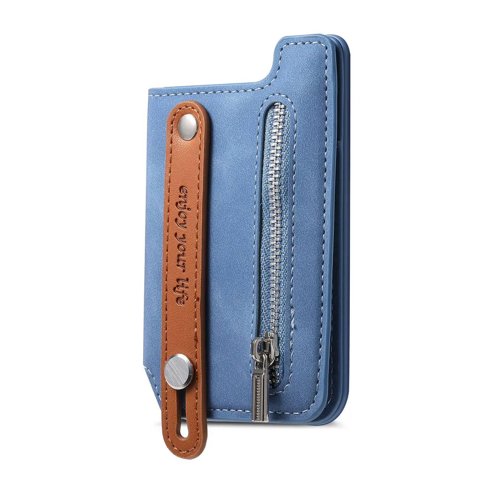 Telefoonkaarttas Draagbare portemonnee met ritssluiting Geschikt voor Magsafe Magnetische telefoonhoes Universele push-pull polsband Desktophouder