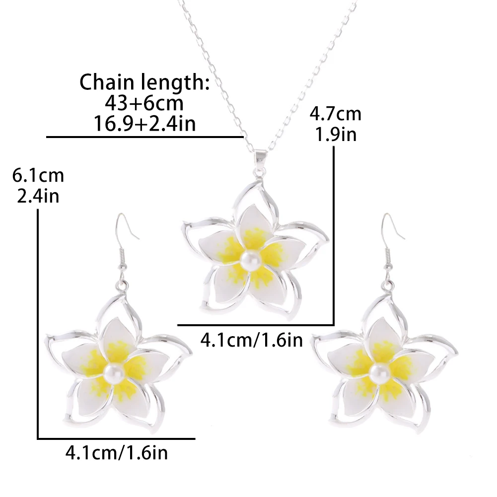 Cring Coco Frangipani Earring Necklaces Set Fashion Trend Women's Jewelry Set Necklace for Girl Party Festival Gift 2024 New