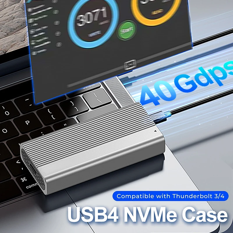 

USB 4 40Gbps M.2 NVMe SSD Enclosure with Cooling Fan PCIe 4.0 Aluminium Alloy Solid State Drive Case For with Thunderbolt 4/3