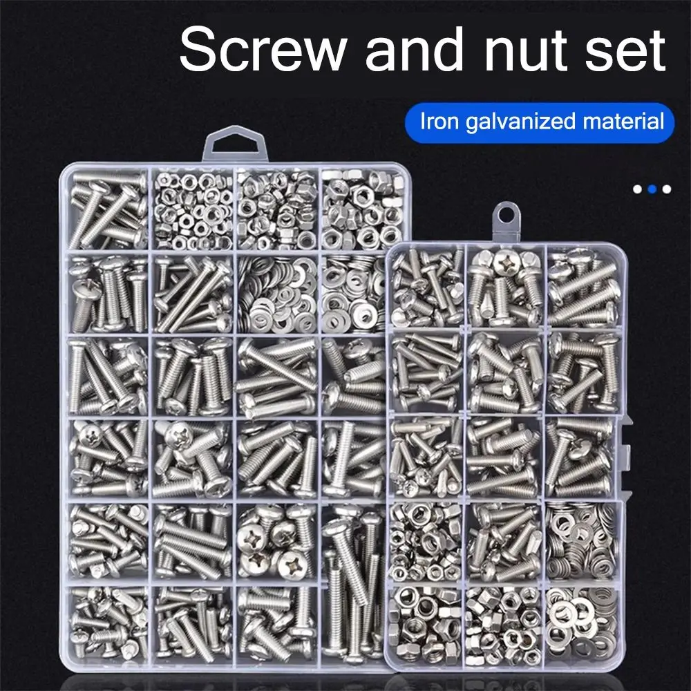 M2 M2.5 M3 M4 M5 M6 Cross Head Screw Stainless Steel Repair Tools Parts Screw and Nut Set Hand Tools Household Screw Set