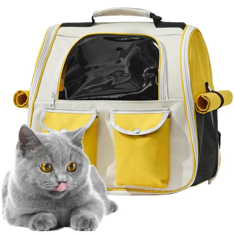 Pet Backpack Breathable Pet Cat Dog Bag Carrier Backpack Multi-Pocket Small Medium Pets Traveling HikingComfortable Durable