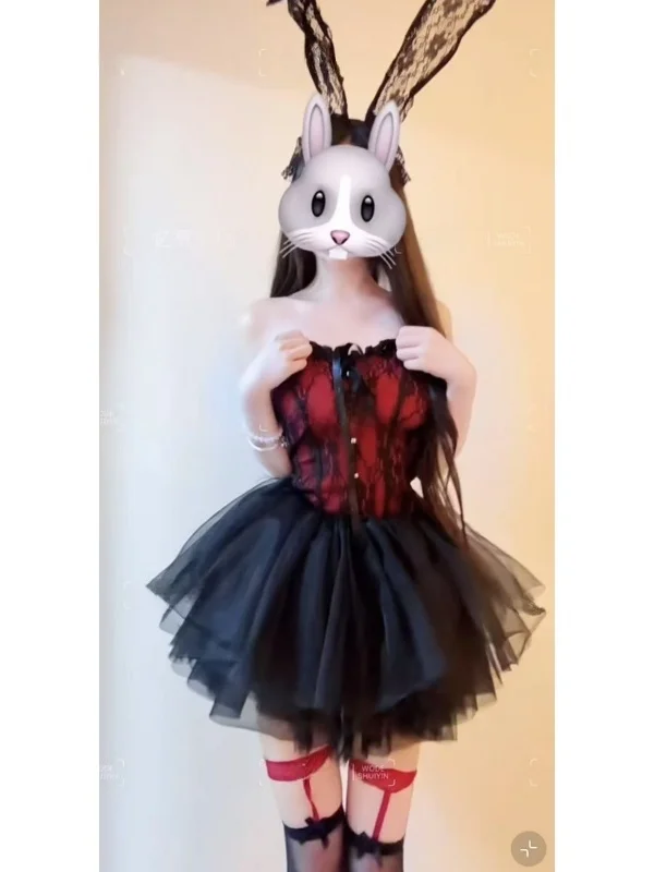 Set atasan tube renda romantis dan rok tulle loween k, efek melangsingkan, bernapas, cocok untuk wanita