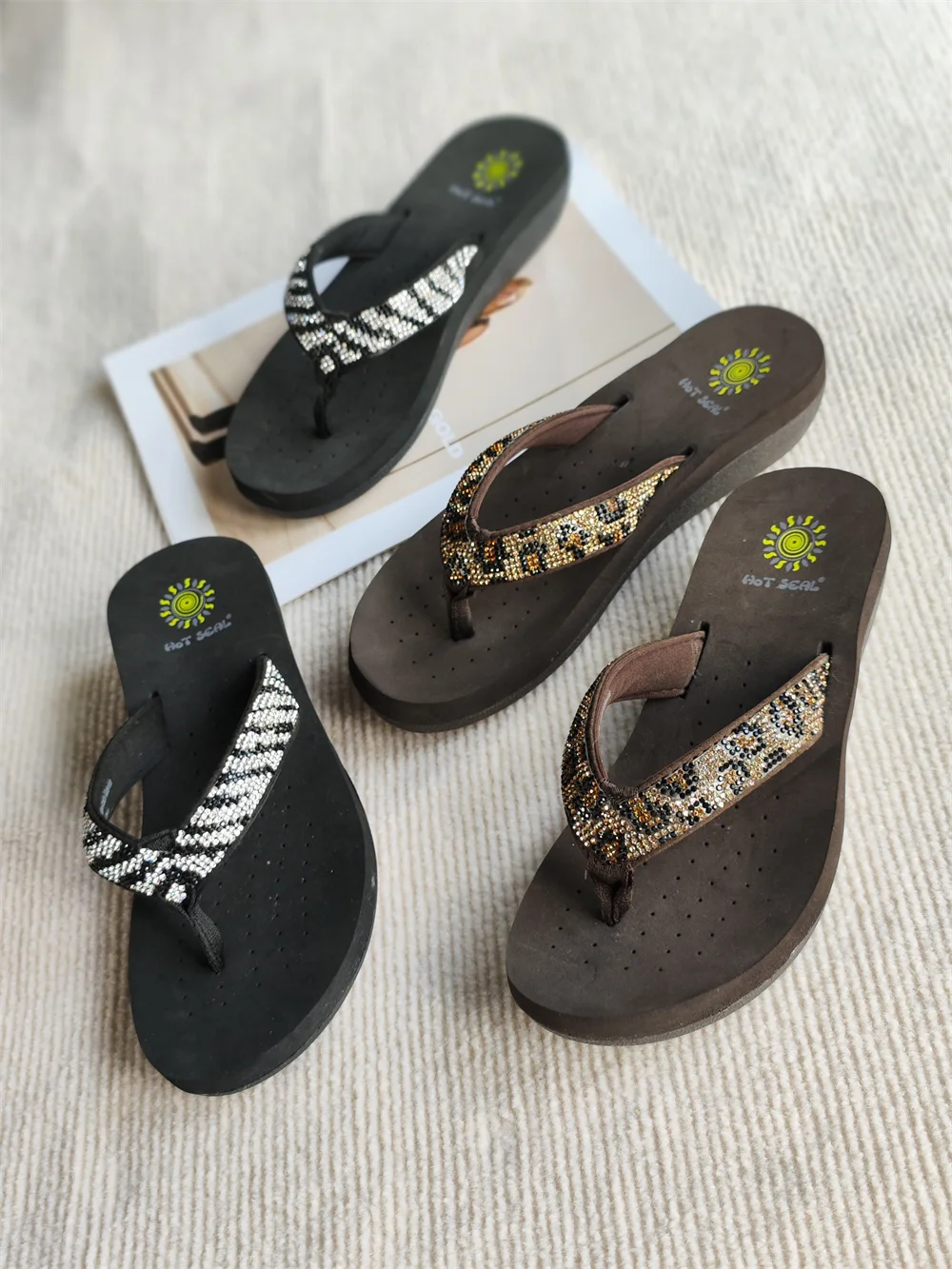 

Women's Thi Bot Slip-On Summer Sandals 2023 Faion Leopard Print Beach oes Anti-Slip Casual Wear Outerwear