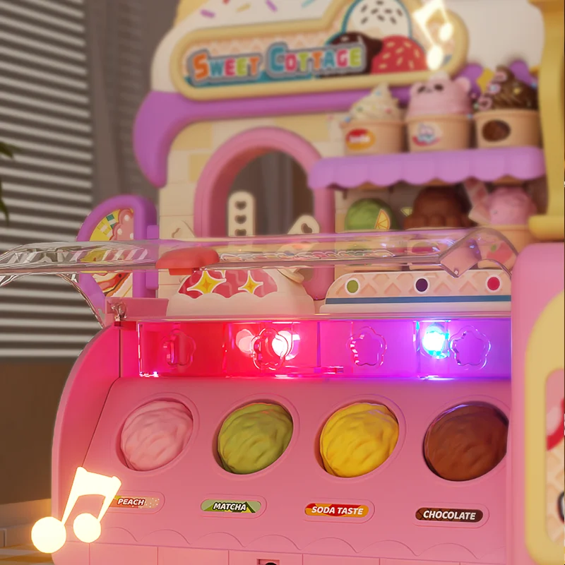 YIMI Kids Pretend Play Ice Cream Maker Pretend Play Kitchen Food Accessories Plasticine Toy Clay Ice Cream Shop Toys