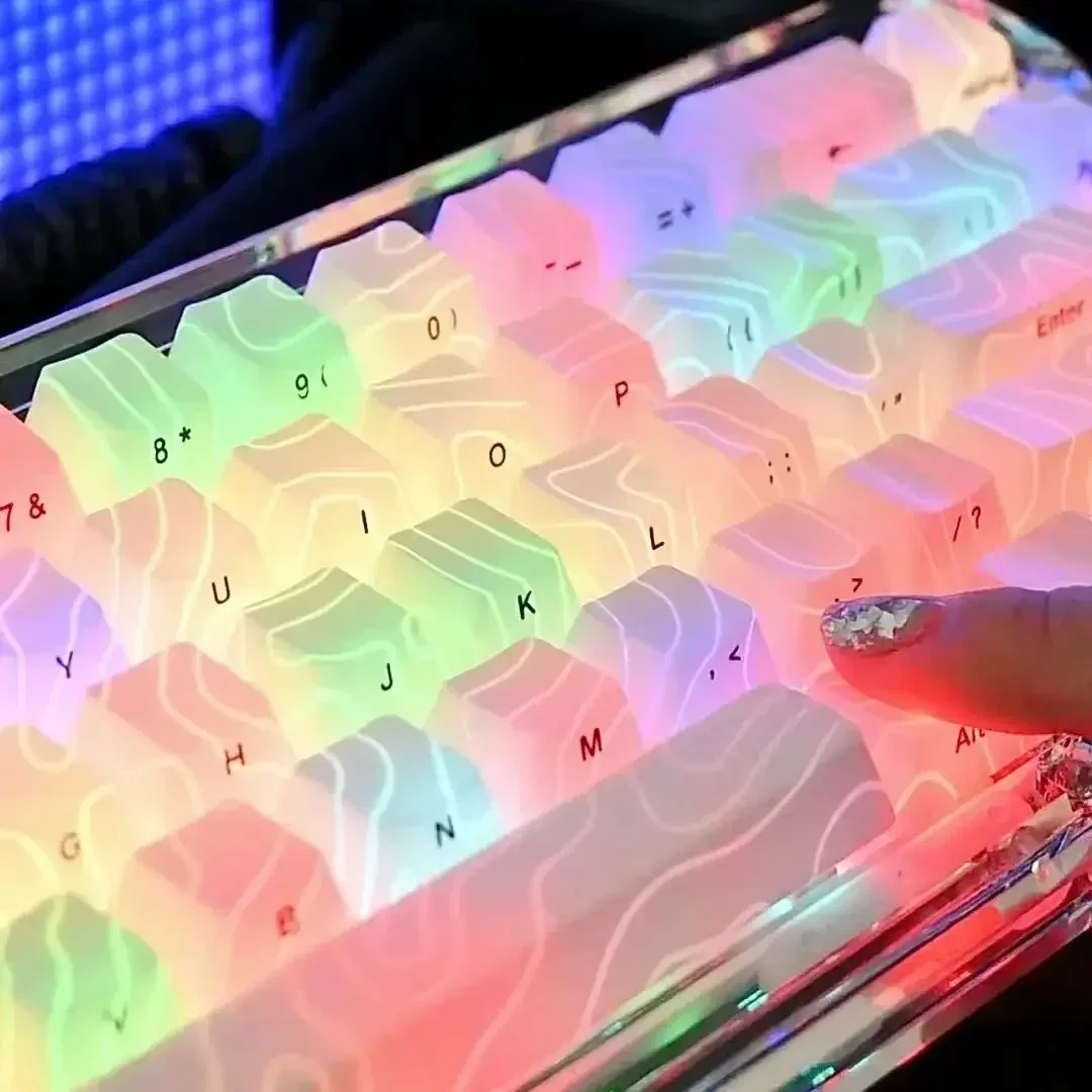 مفتاح طباعة جانبية شفافة PBT ، خط الارتفاع ، إضاءة خلفية بيضاء ، ملف تعريف RGB للكرز ، صبغة فرعية للكرز MX Gamer ، لوحة مفاتيح ميكانيكية