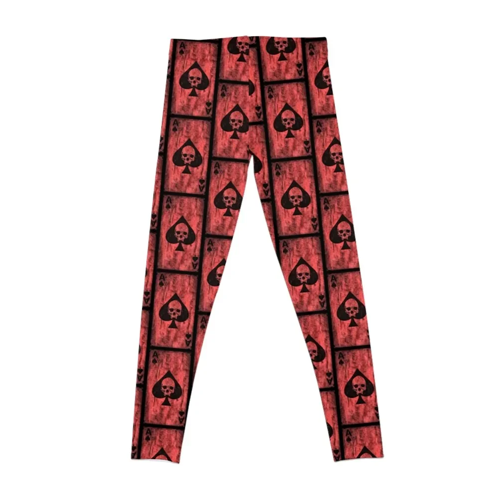 Skull Red Ace of Spades Morale Collectable Airsoft - Morale Collectable Airsoft - Airsoft Loadout Design Leggings