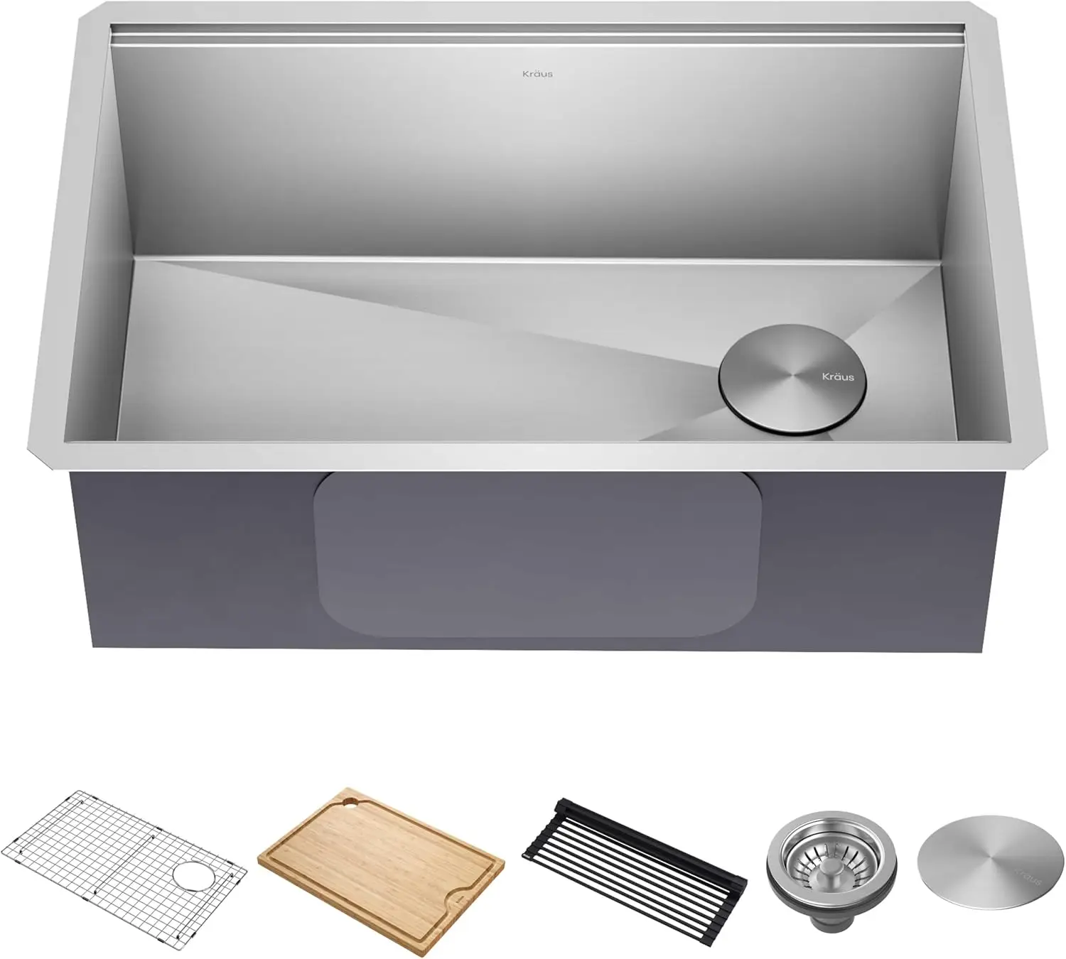 with integrated ledge for sliding accessories allows you to work right over the sink while minimizing clutter on the kitchen