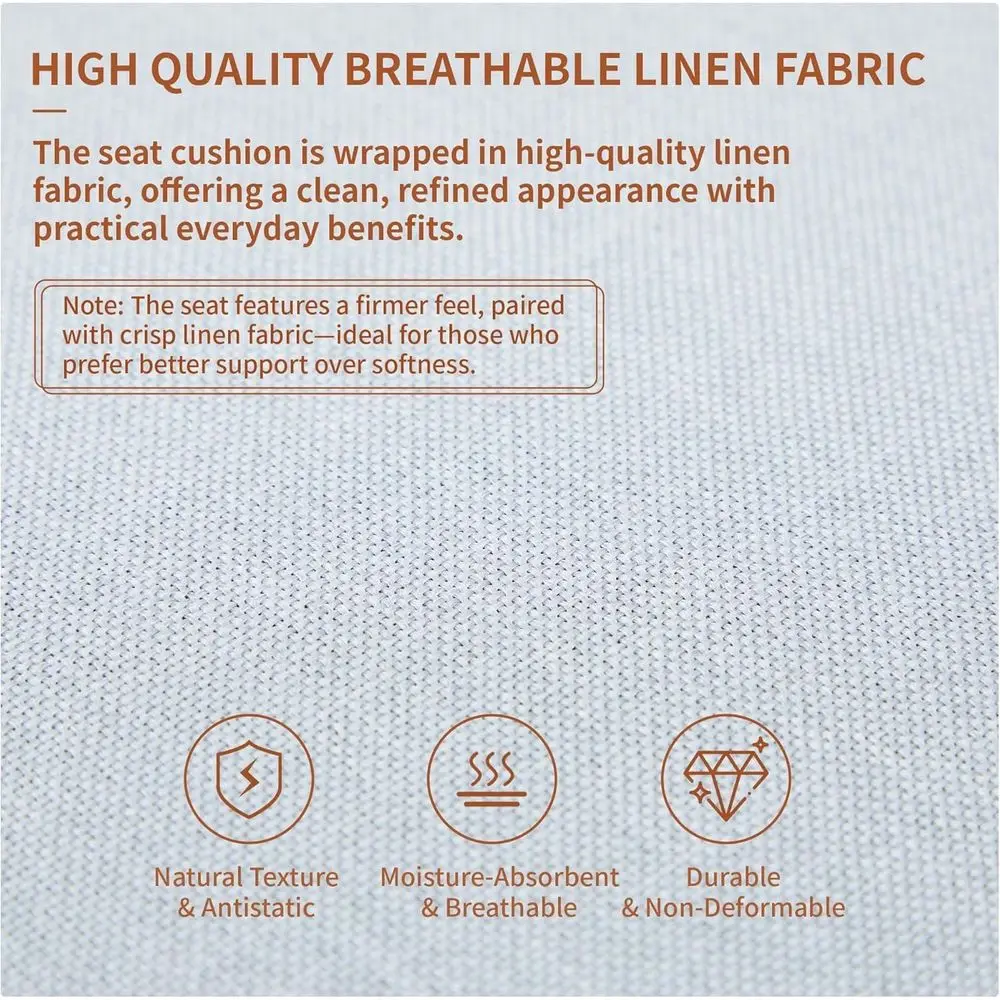 مجموعة من 4 كراسي لتناول الطعام من الخشب الصلب الحديث في منتصف القرن مع وسائد مقعد من الكتان للاستخدام المنزلي والمطاعم (طبيعي)