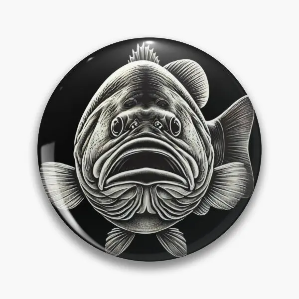 Monochromatic Fish Largemouth Bass  Soft Button Pin Women Cute Lover Cartoon Hat Creative Collar Funny Clothes Brooch Jewelry