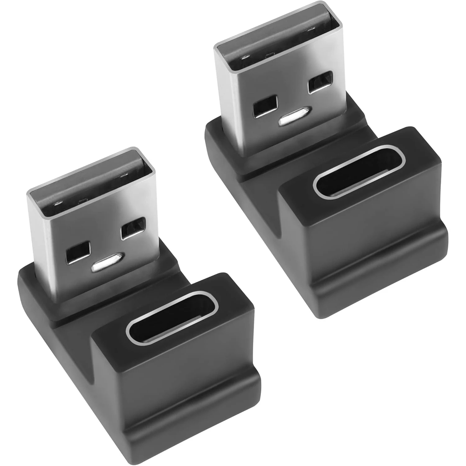 Conector USB A macho A USB C hembra, Conector de ángulo de 180 ° para carga 3A, transferencia de datos OTG, para ordenador portátil y tableta, 2 piezas, 10Gbps