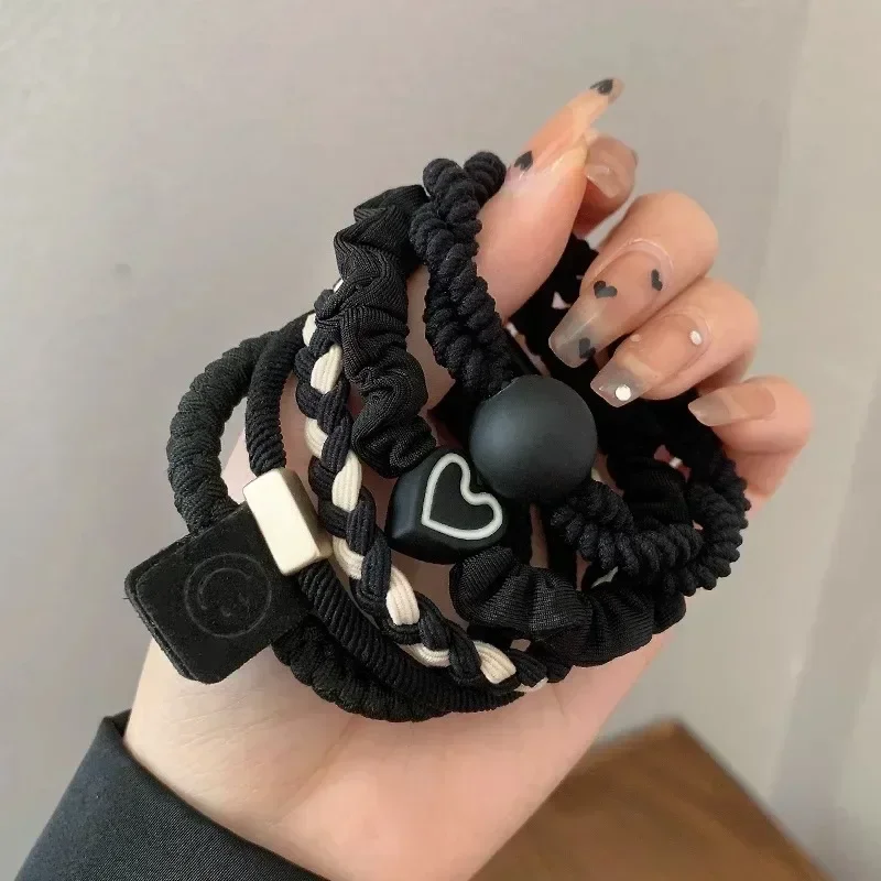 5 teile/beutel Frauen Hohe Elastische Nahtlose Haar Seil Langlebig Bowknot Stirnbänder Keine Falte Pferdeschwanz Halter Gummiband Haar Zubehör