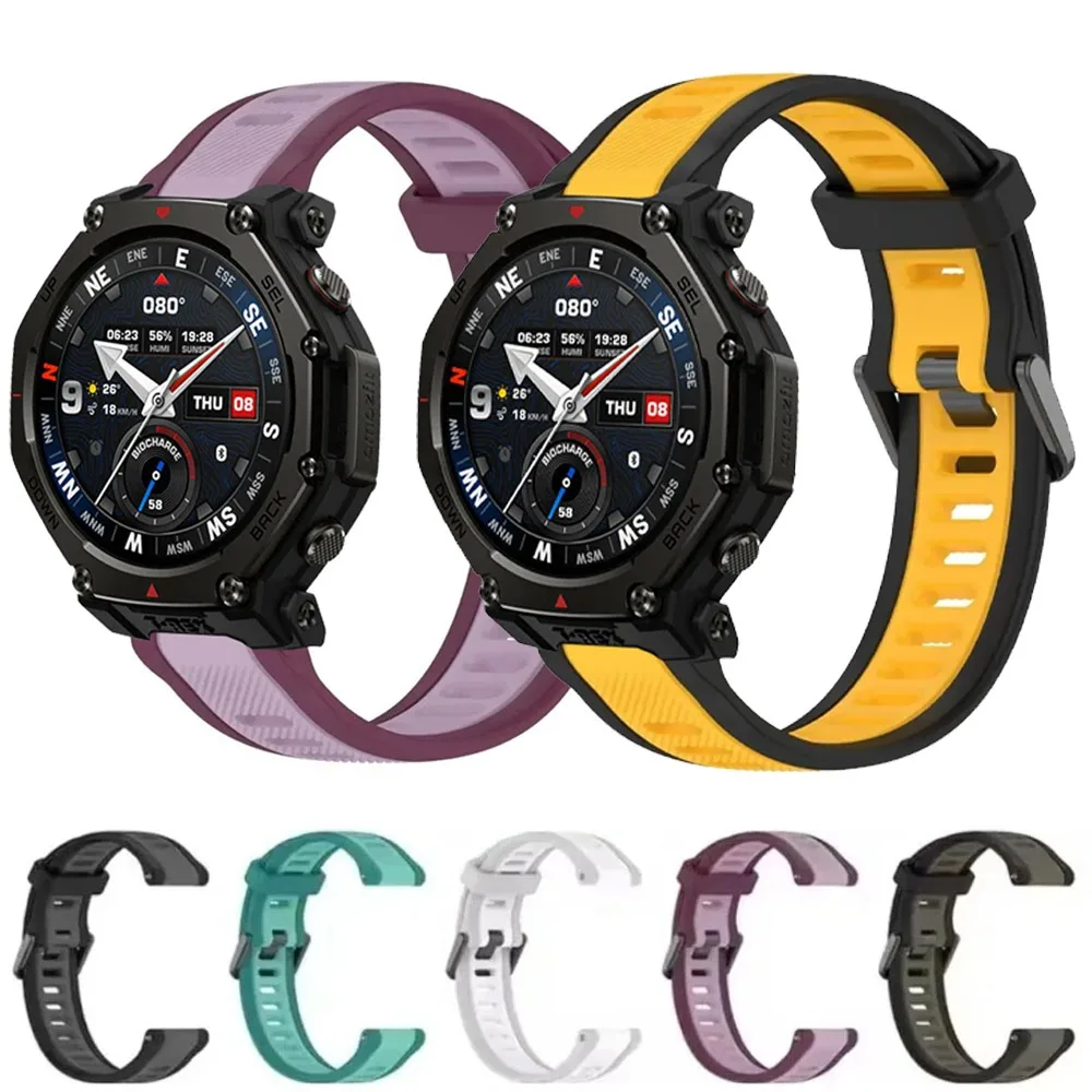 

18/20/22mm Sports Silicone Strap for Amazfit T-Rex3 Pro 48mm 44mm Comfortable Breathable Wristband for Amazfit Helio/Balance 2-1