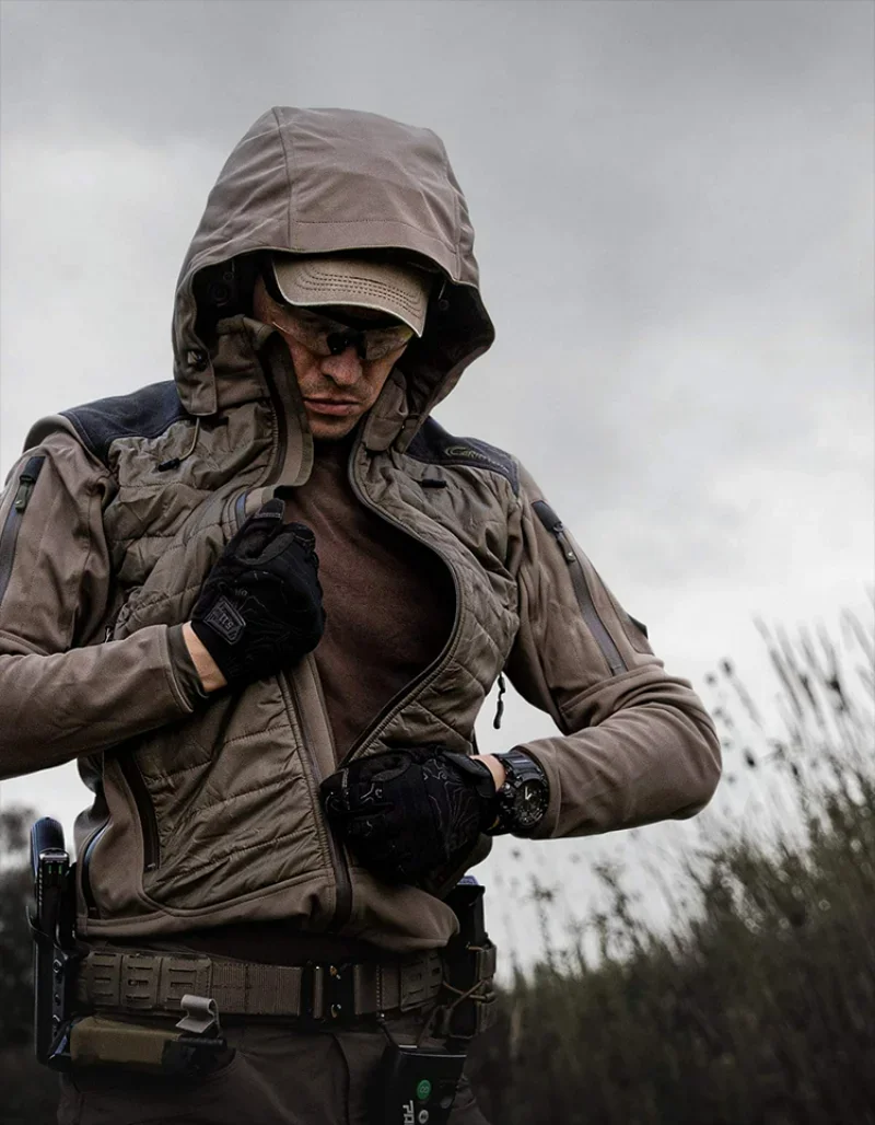 Outdoor Tactical Soft Shell Jacket, Upgraded Windproof and Waterproof, Detachable Hood, Isg2.0