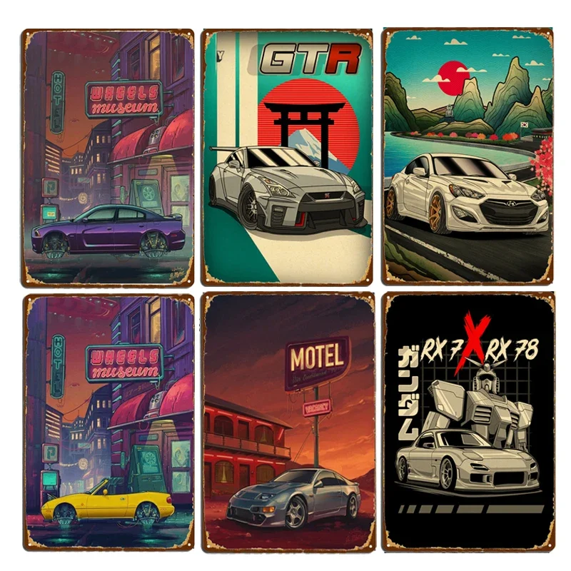 Metal Signs Art Decor Plate Poster Korea Seoul Racing Car Garage Motel Anime Tin Sign Rust Shabby Plaques Retro Wall Board Sign