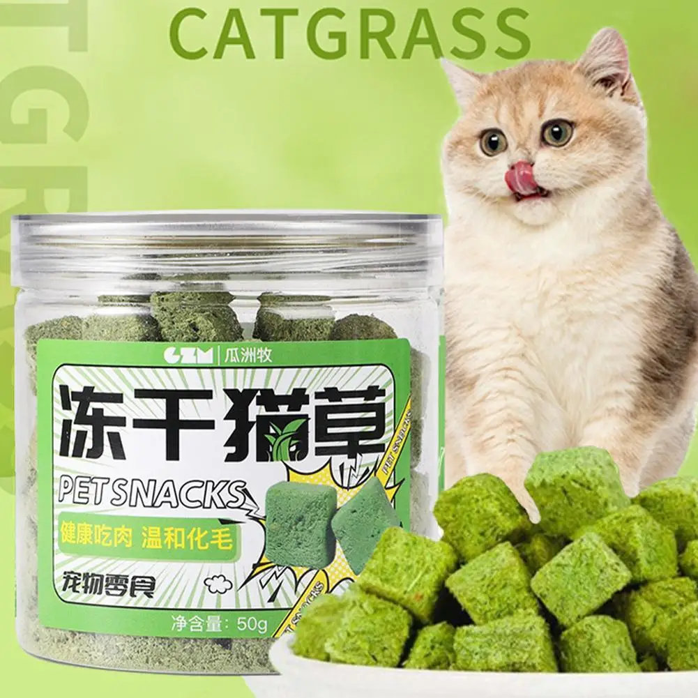 Catgrass Grain Freezedried Cat Snack Row Furry Hairball Pieces Catgrass Biscuits Catgrass Tablets Grinding Teeth