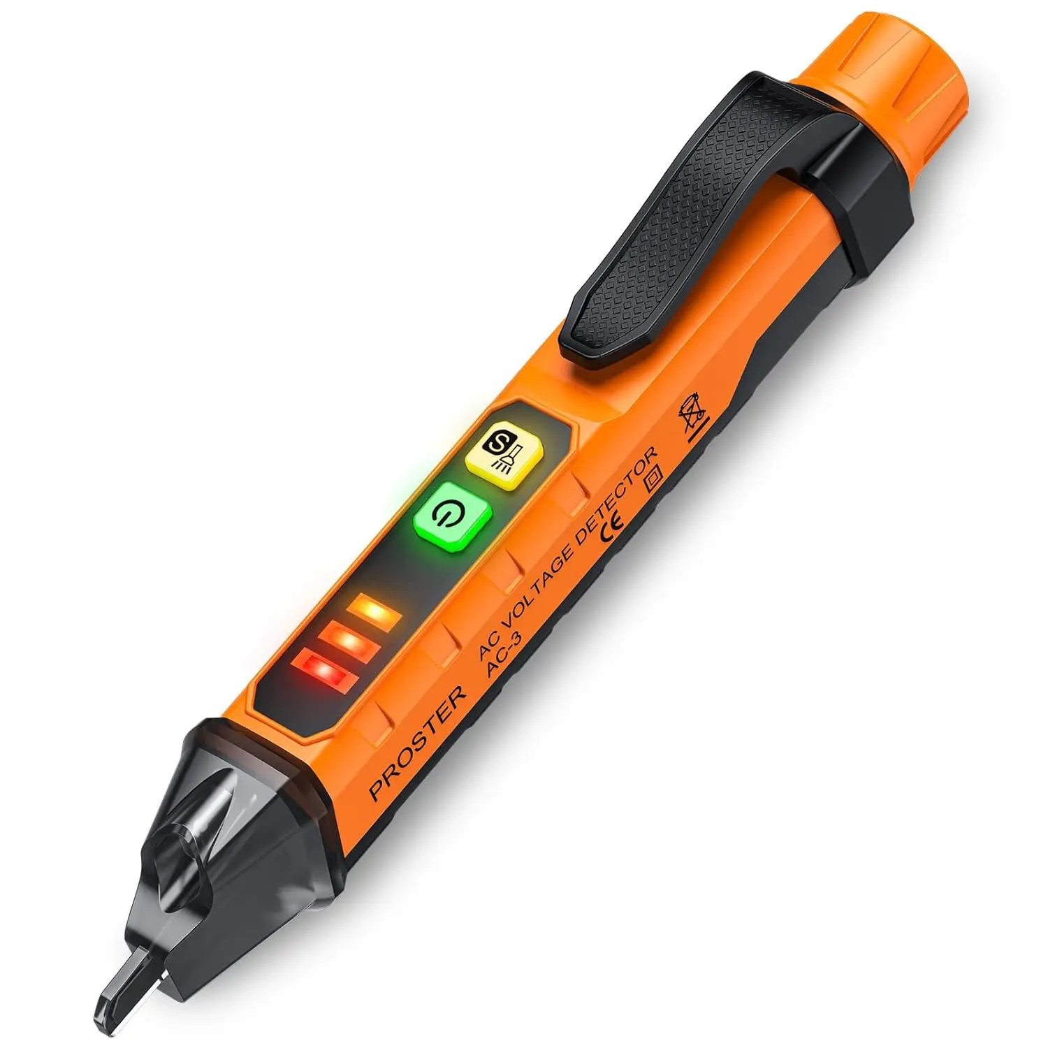 Proster Berührungsloser Spannungsprüferstift – AC-Spannungsdetektor mit einstellbarer Empfindlichkeit, elektrischer Volt-Stiftprüfer 12–1000 V/48–1000 V