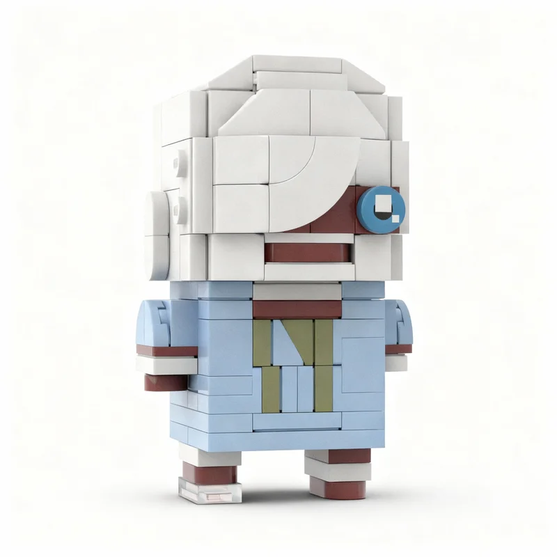 142pcs MOC Mouthwashing BrickHeadz ~ Captain Curly Post-Crash Model Building Blocks Toys Craft Display Education Collection