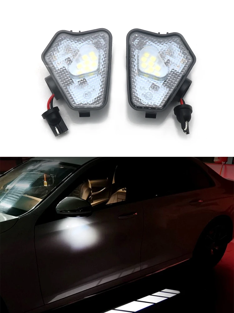 2Pcs CANbus Led Under Side Mirror Puddle Light for Mercedes Benz A B C E CLA GLA GLK S Class W176 W204 W212 W246 X164 White