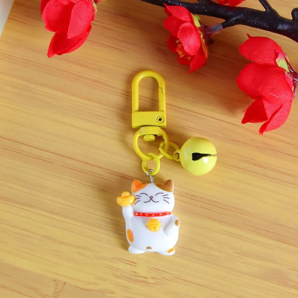 Cute Resin Plutus Cat Keychain Kawaii Mini Maneki-neko Keyring Lucky Colorful Fortune Cat Pendant Earphone Case