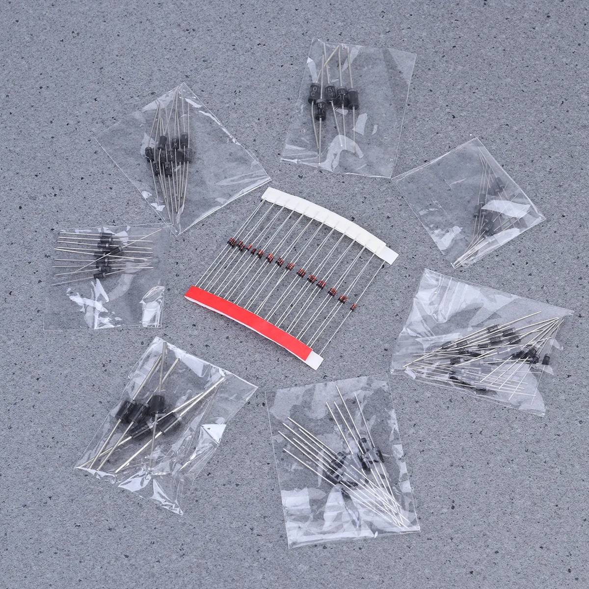 100Pcs Diode Kit Assorted Rectifier Diode 8 Models 1n4148 1n4007 1n5819 1n5399 Fr107 Fr207 1n5408 1n5822 for Electronics DIY