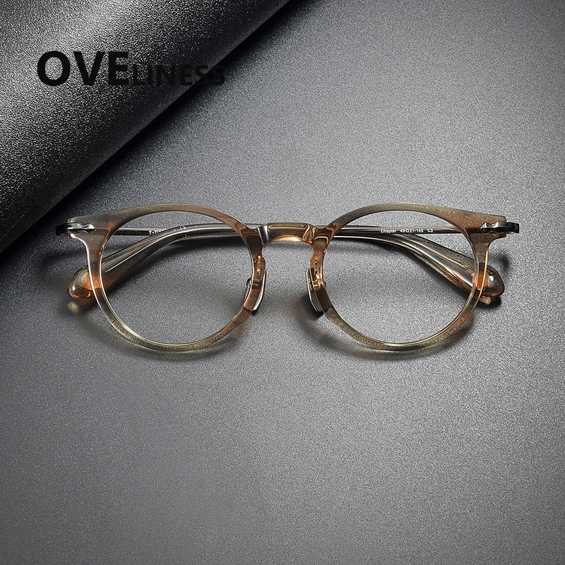 

2026 Acetate Titanium Glasses Frame for Men Brand Design Retro Vintage Round Eyeglasses frames Women Japanese Spectacles Eyewear