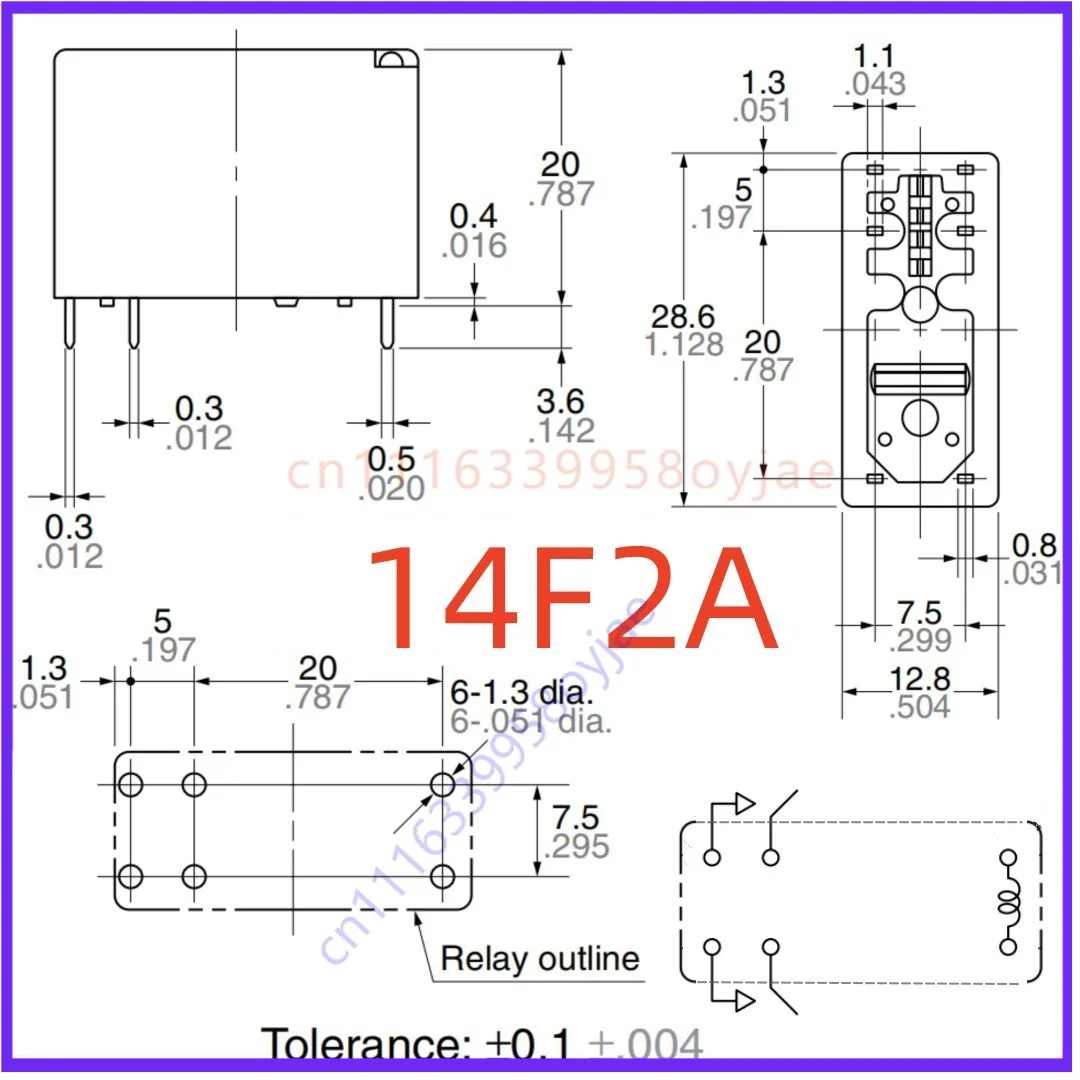 10PCS Reliable for 6Pin 5A Audio Relay JW2aHN-DC12V 14F2A-12V