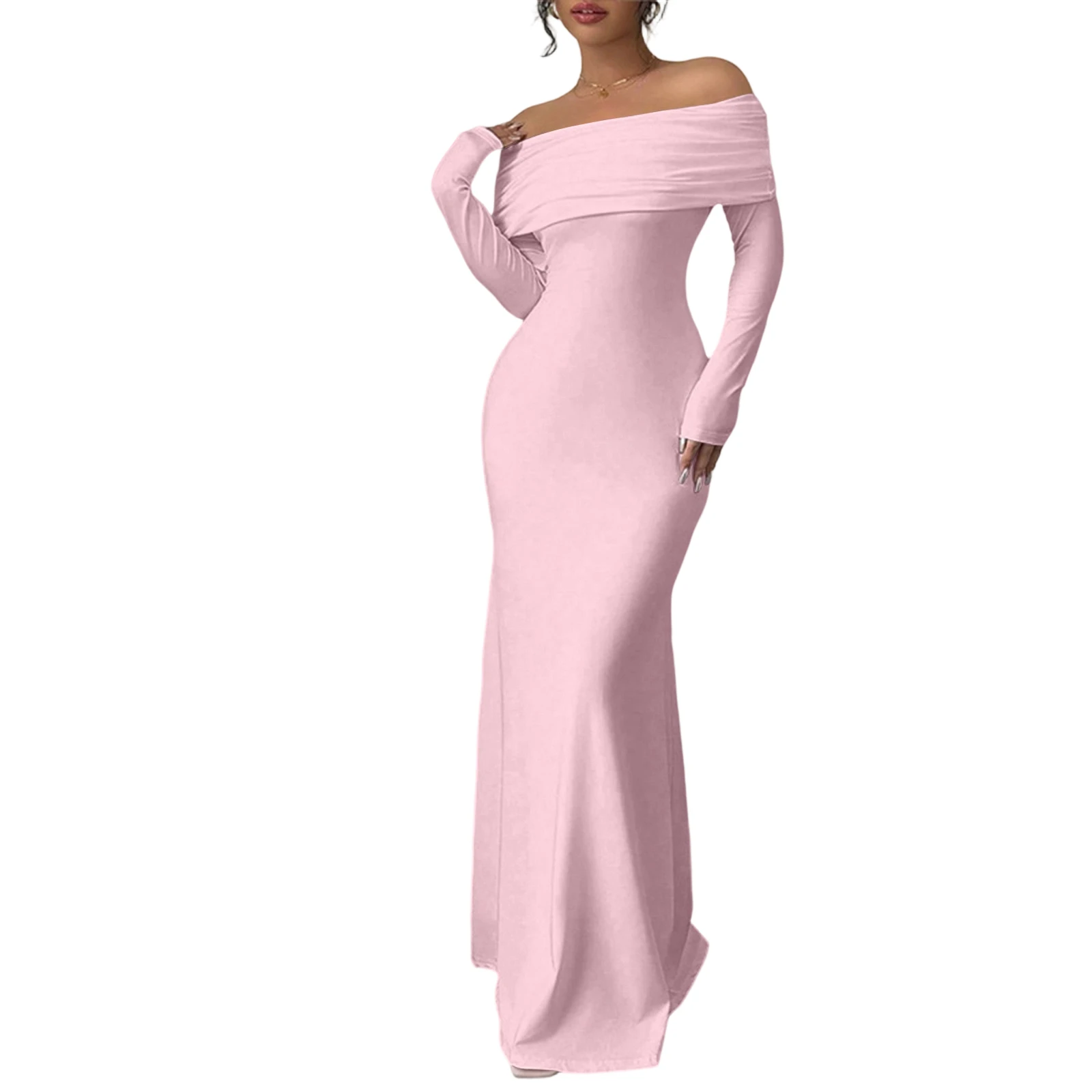 Abito francese monospalla tinta unita Abito lungo senza spalline senza maniche con tasca sulla spalla Waiver Gonna lunga Abito lungo tinta unita