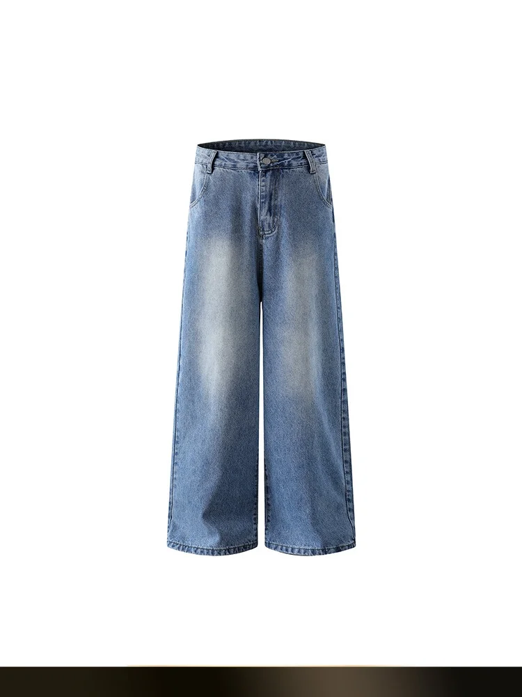 

Retro American Waed adient Men's Jeans Autumn High Street Versatile Straight Leg Wide Leg Floor-Length Casual Trousers