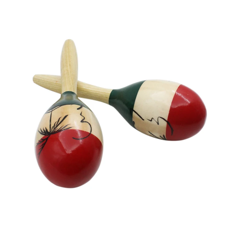 1 paar Farbe Holz Maracas Holz Tropical Party Percussion Shaker Holz Sand Hammer Musical Party Kind Baby Shaker Geschenke – Detail 1