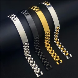Personalized Engraved Name Bracelet Men Custom Name Letter ID Bracelets Gold Stainless Steel Link Chain ID Bracelets Man Jewelry