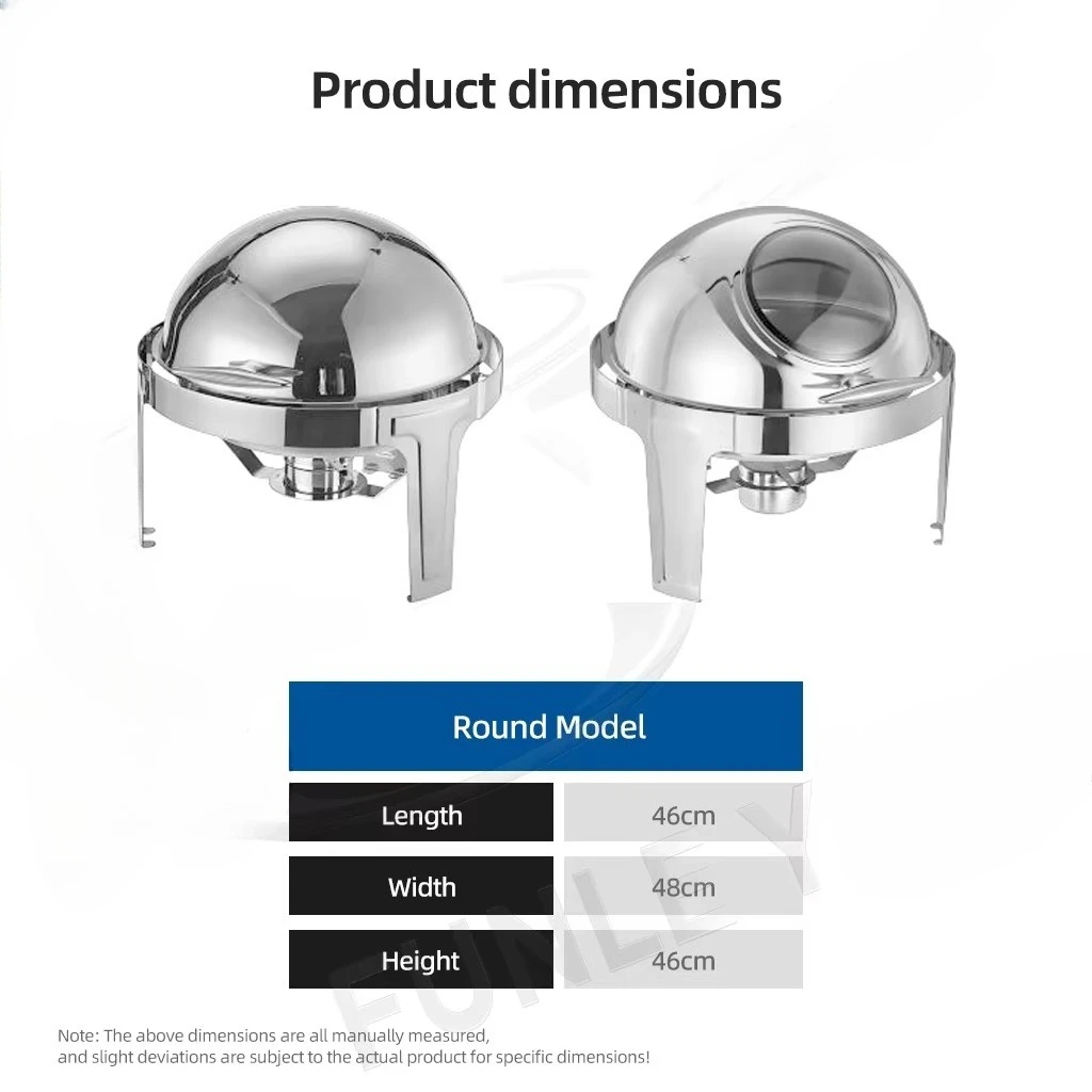 6L round electric heating pot, stainless steel golden food warmer, suitable for hotel wedding banquets and catering