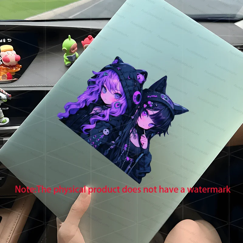 Dark Kawaii Anime Cat Girl Duo Vinyl Decal Waterproof Sticker For Car Laptop Cup Suitcase Decor view 5