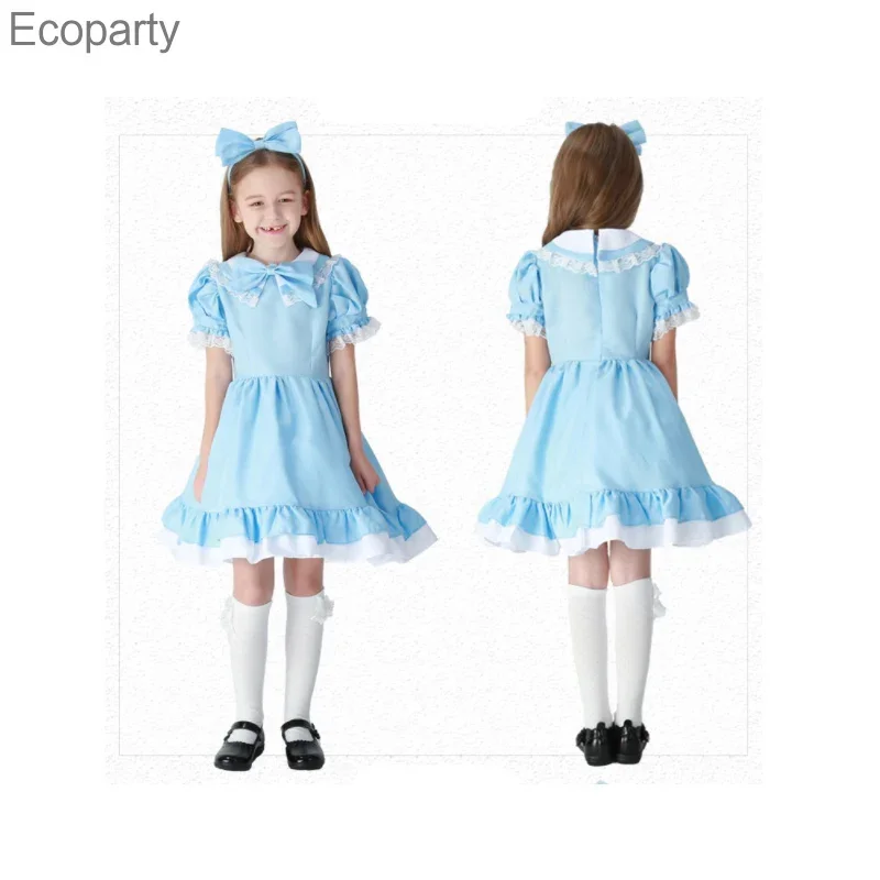 

Kids Carnival Girl Purim Alice in Wonderland Costume Princess Japanese Lolita Maid Clothing Cosplay Halloween Party Fancy Dress