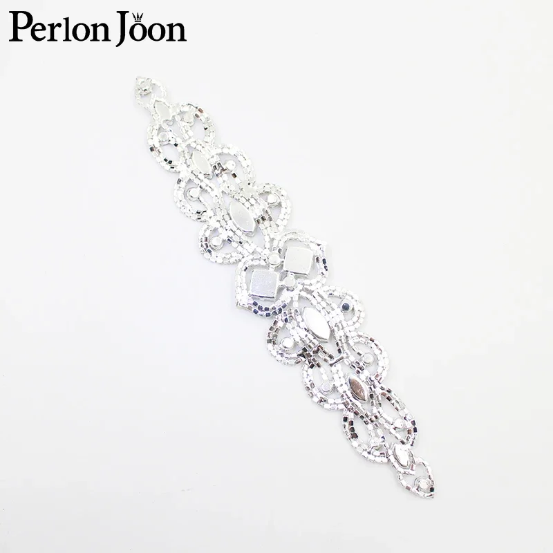 flower shape Silver AB Crystal Long Rhinestone Applique DIY Sew on Wedding Dresses Headbands Belts Decorative Accessories YHC039 image 5
