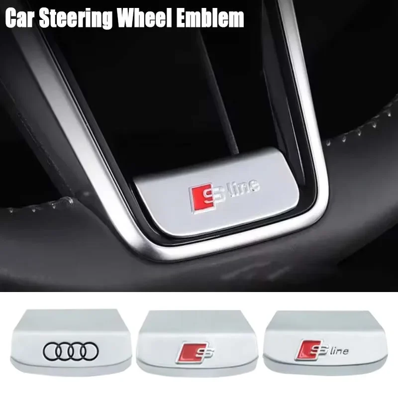 

3D Metal Chrome Audi Logo S Line Emblem Car Steering Wheel Badge Sticker For Audi A3 A4 A5 A6 A7 S3 Q5 Q7 Q2 Q3 Logo Accrssories