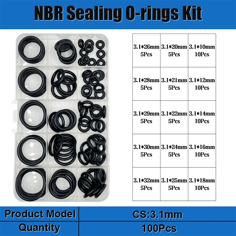 Gummi O Ring Dichtung Unterlegscheibe Sanitär Dichtung Ölbeständig Oring Automobil Sanitär Wasserhahn Wasser Reparatur Schwarz NBR Dichtung O-Ring – Detail 23
