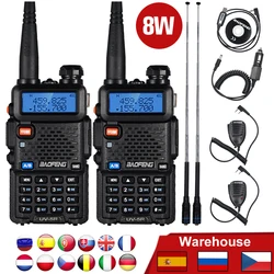 2pcs Baofeng UV5R Walkie Talkie Two Way Cb Radio 8W 10KM UV-5R Dual Band High Power Ham Radio FM Transceiver for 15km Hunting