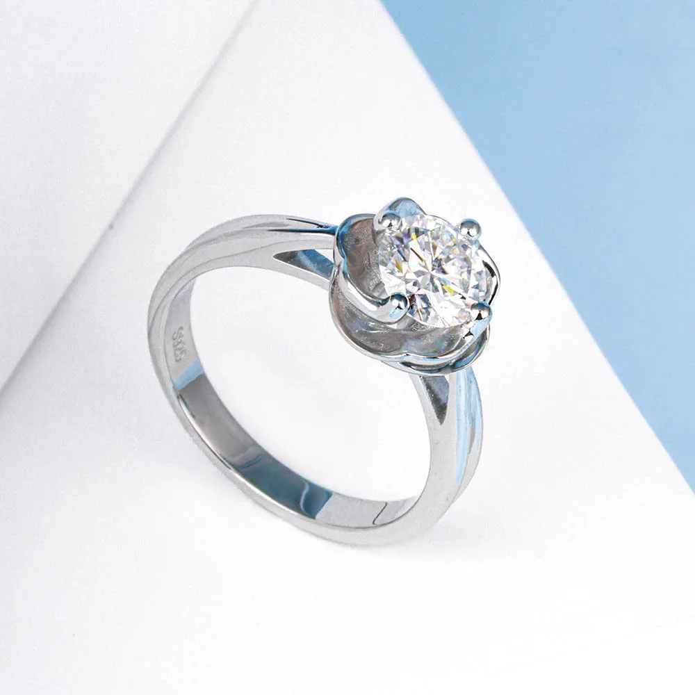 

1carat Round Cut flower-shaped ring for women; engagement gift for ladies Wedding Jewelry With Certificate Gift Couple pair ring
