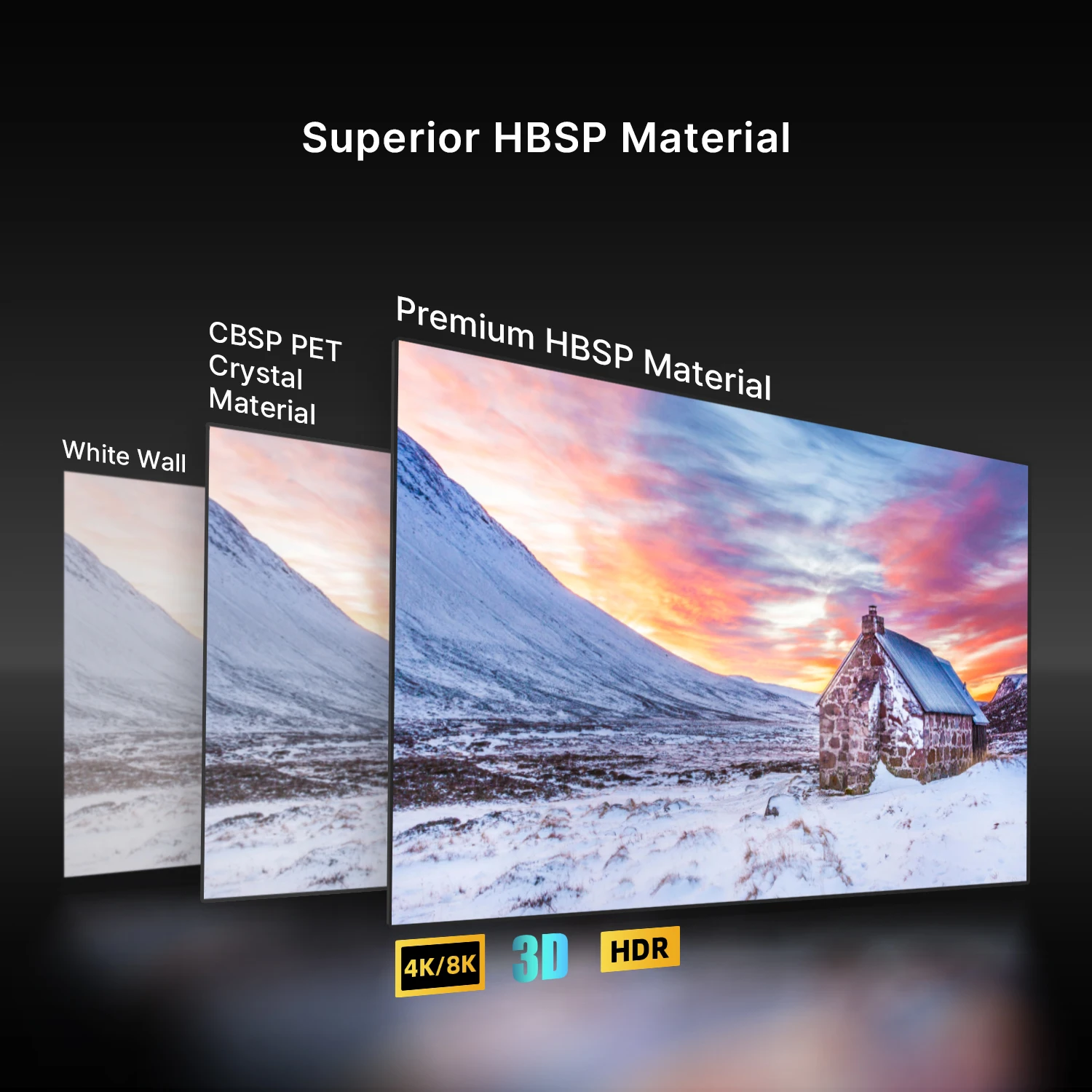 NP 132 Zoll hochpräzise 4K UST ALR Projektorleinwand mit schwarzem Raster, nahtlose linsenförmige Theater-große Projektorleinwand