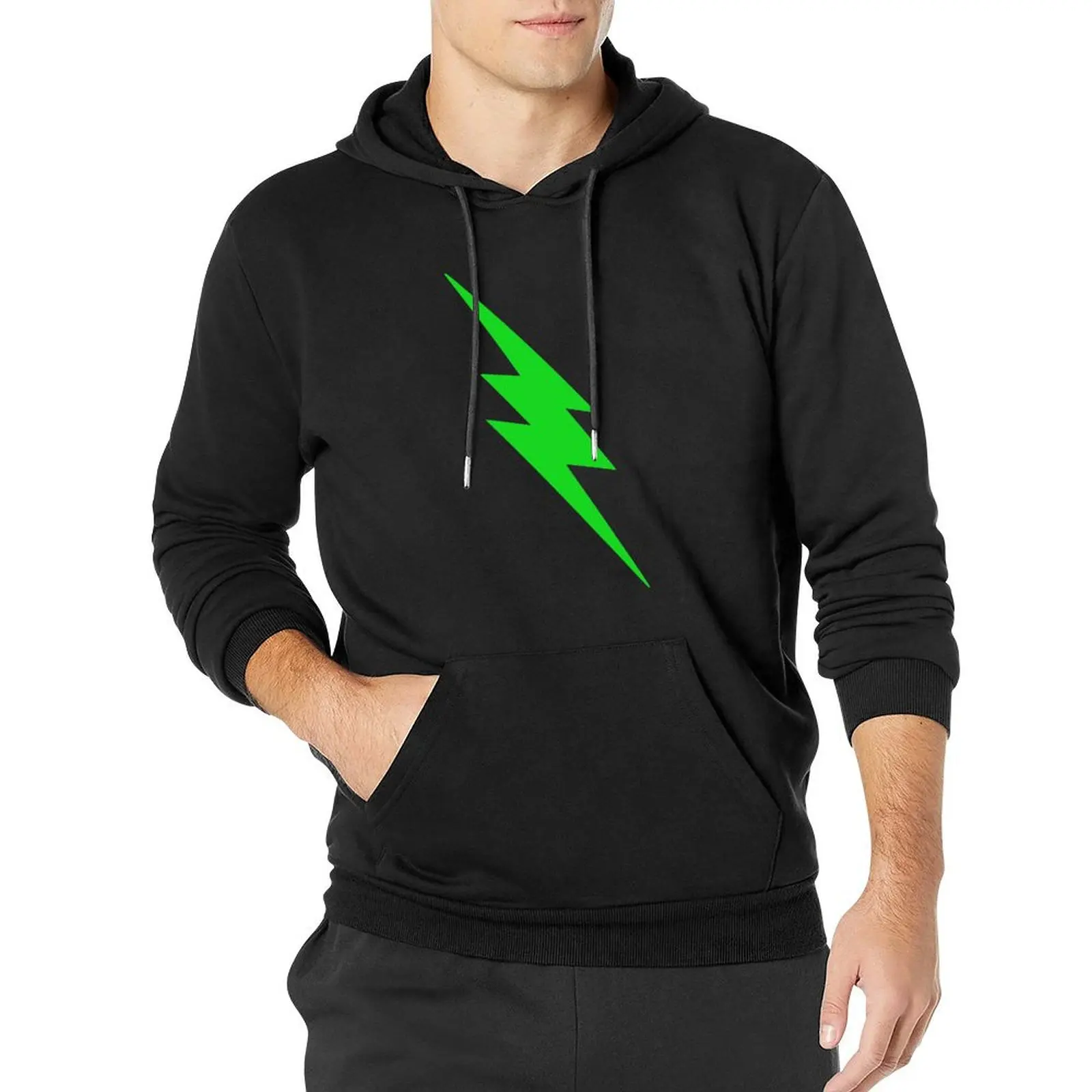 

Green Lightning Bolt Pullover Hoodie men's coat mens clothes blouse new in hoodies and blouses