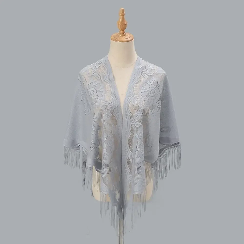 Cosplay Wedding Accessories Cloak Tulle Shawl Women Shawl Evening Prom Cape With Tassel Wedding Bridal Shawl