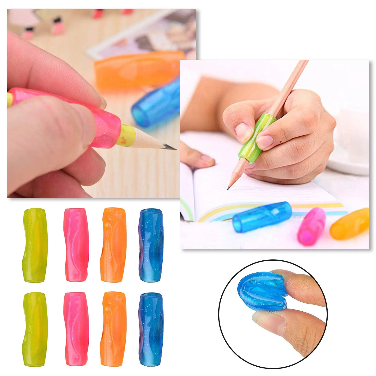 Ergonomic Writing Cover For Pens Silicone Pen Holder Pencil Pen Holder 8 Pack