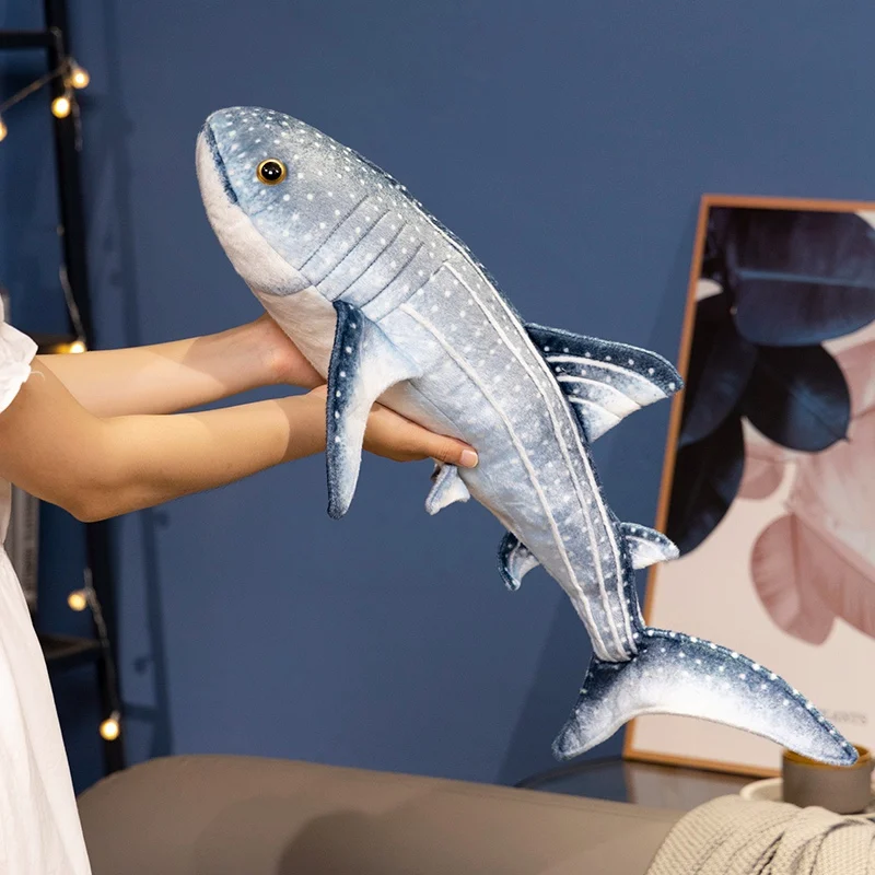 60 ซม.เหมือนจริงปลาวาฬสีฟ้าของเล่นตุ๊กตาสัตว์ทะเลสีฟ้าตุ๊กตา Huggable Shark หมอนนุ่มของขวัญวันเกิด