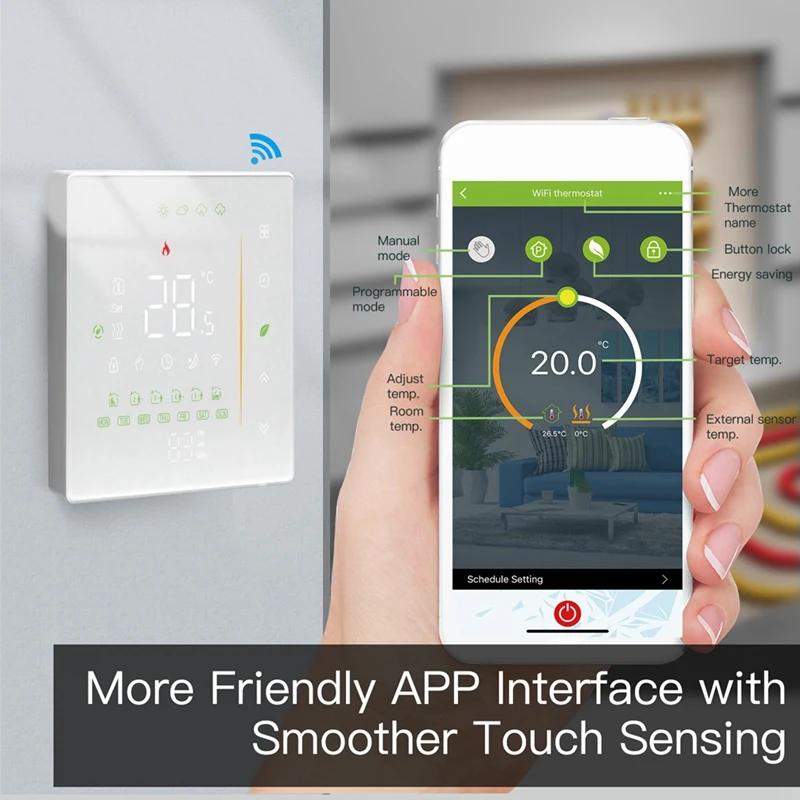 TUYA Smart Thermostat Programmable Home Heating Thermostat Wifi Water Floor Heating Thermostat Temperature Controller White