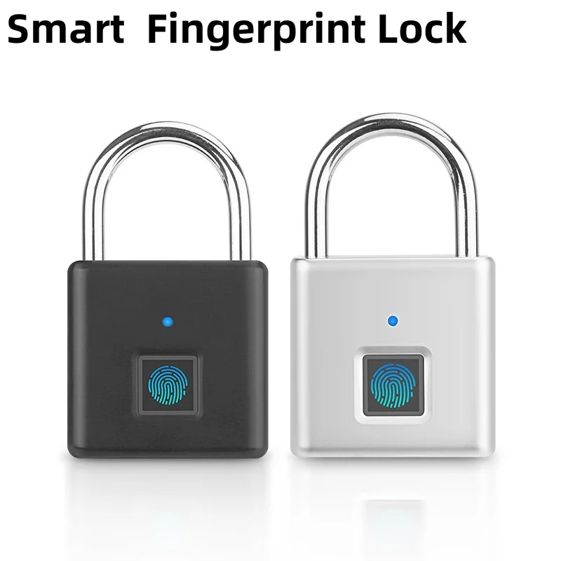 Smart Fingerprint Padlock Warehouse Door Electronic Anti-theft Small Lock Cabinet Lock Gym Student Dormitory Fingerprint Lock