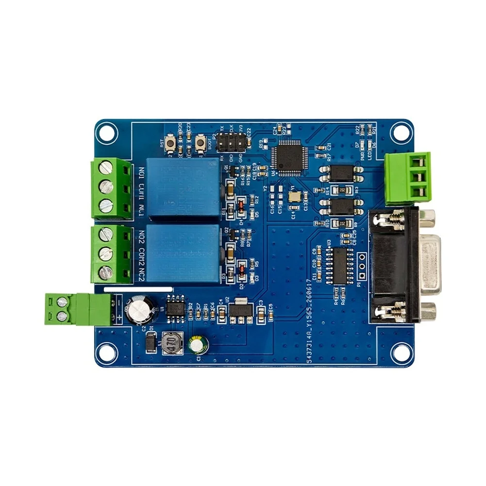 For RS232 Dual Relay Module 2 In 2 Out NO For Modbus For RTU Serial Control Industrial Automation PCB Board Blue
