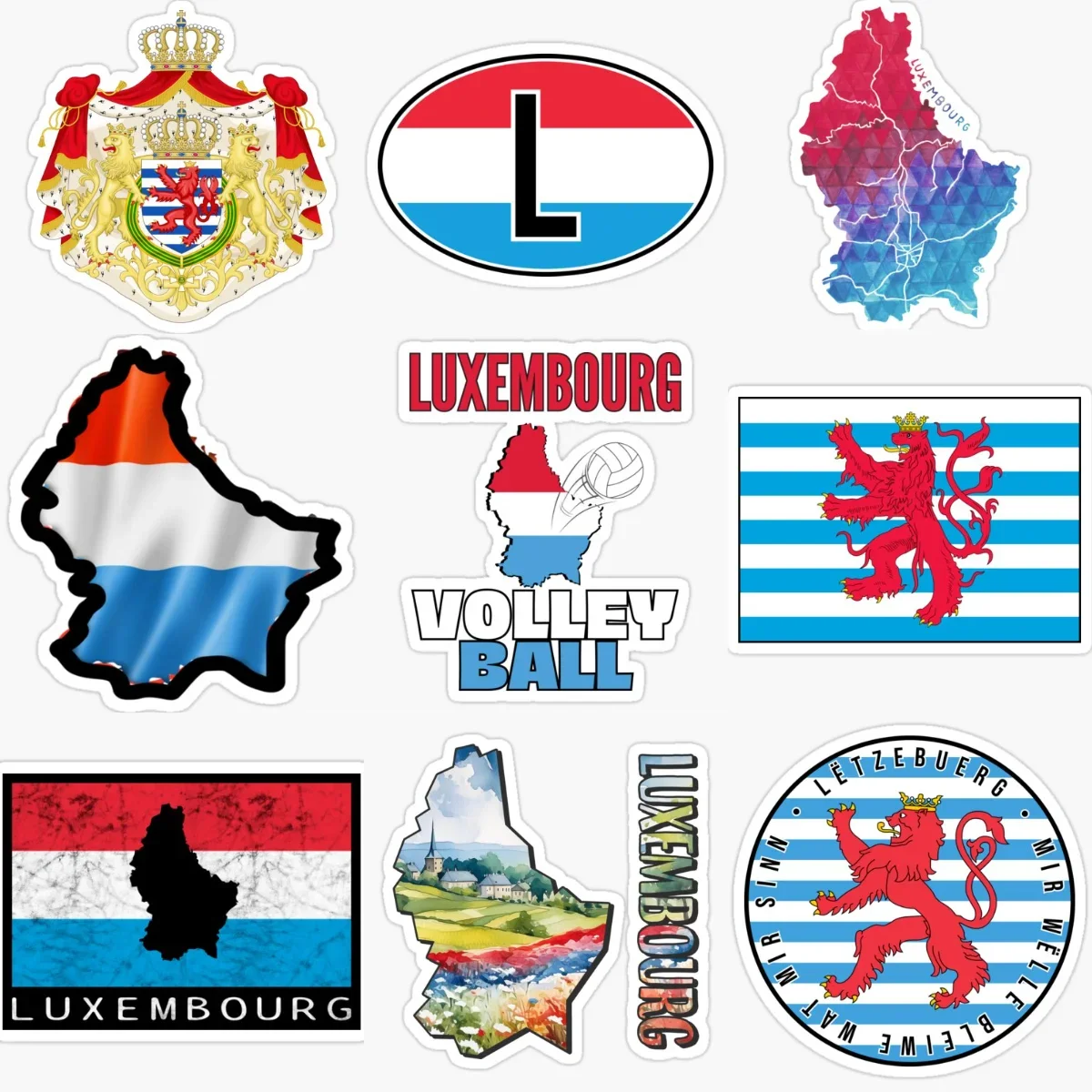 L Luxembourg Flag Map Emblem Creative PVC Car Sticker for Decorate Car Window Fridge Helmet Wall Motorcycle Decal Accessories