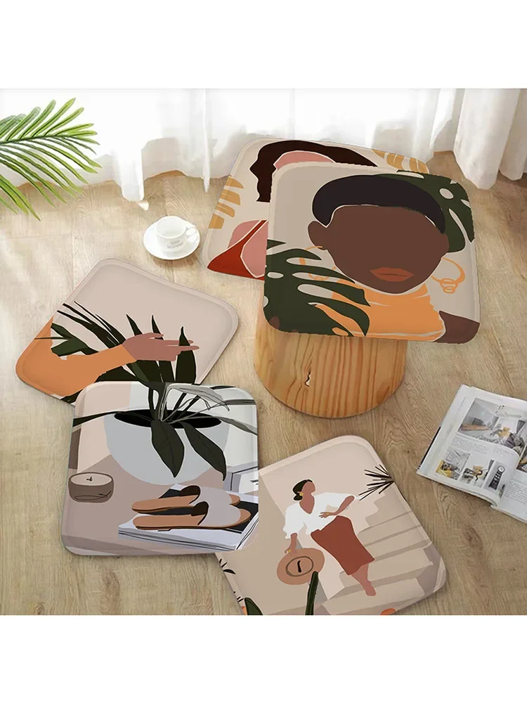 

Abstract Fashion Vintage Girl Art Square Sofa Mat Dining Room Table Chair Cushions Unisex Fashion Anti-slip Buttocks Pad